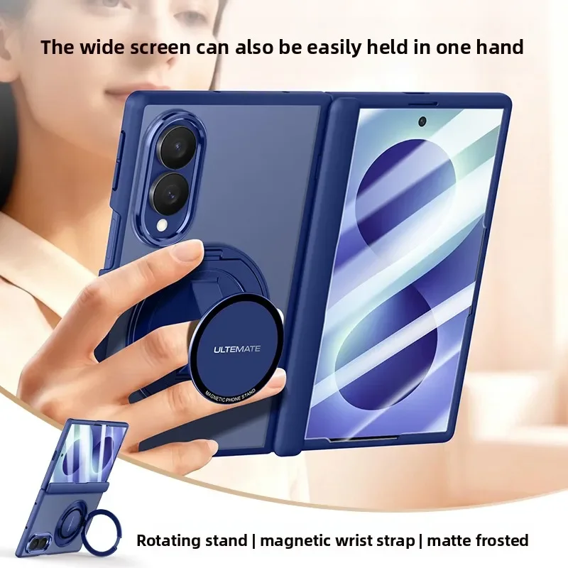Magnetic Skin-Fee Stand Shell-Film Integrated Shockproof Case for Samsung Z Fold 8 with Magsafe Hinge Protection Cover