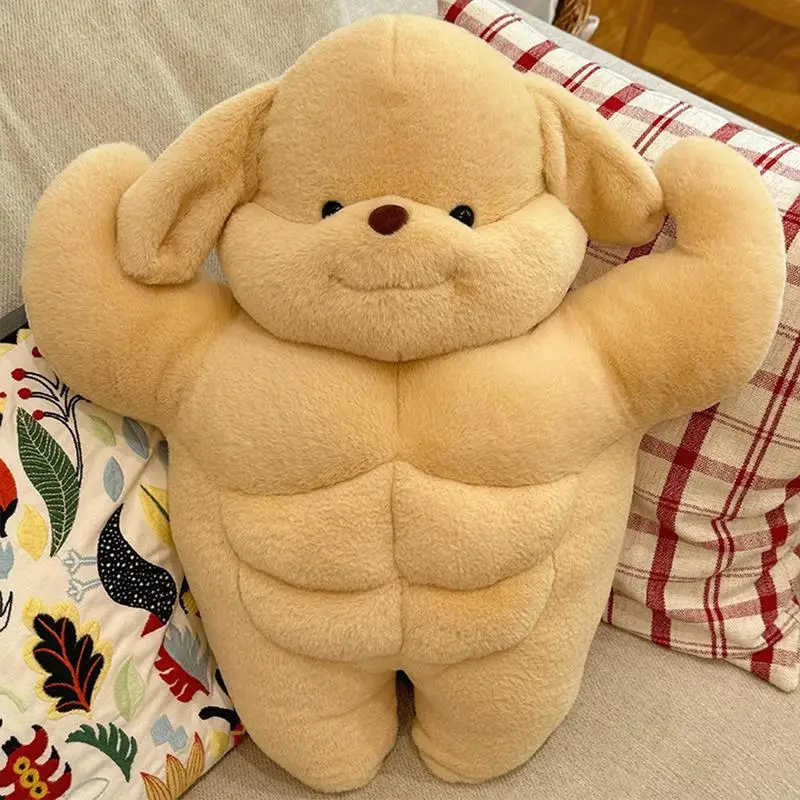 Dog Plush Toy Comfortable Muscle Dog Plushie Doll Soft Muscle Dog Stuffed Toy Creative Puppy Plushie Doll With Muscle Chest