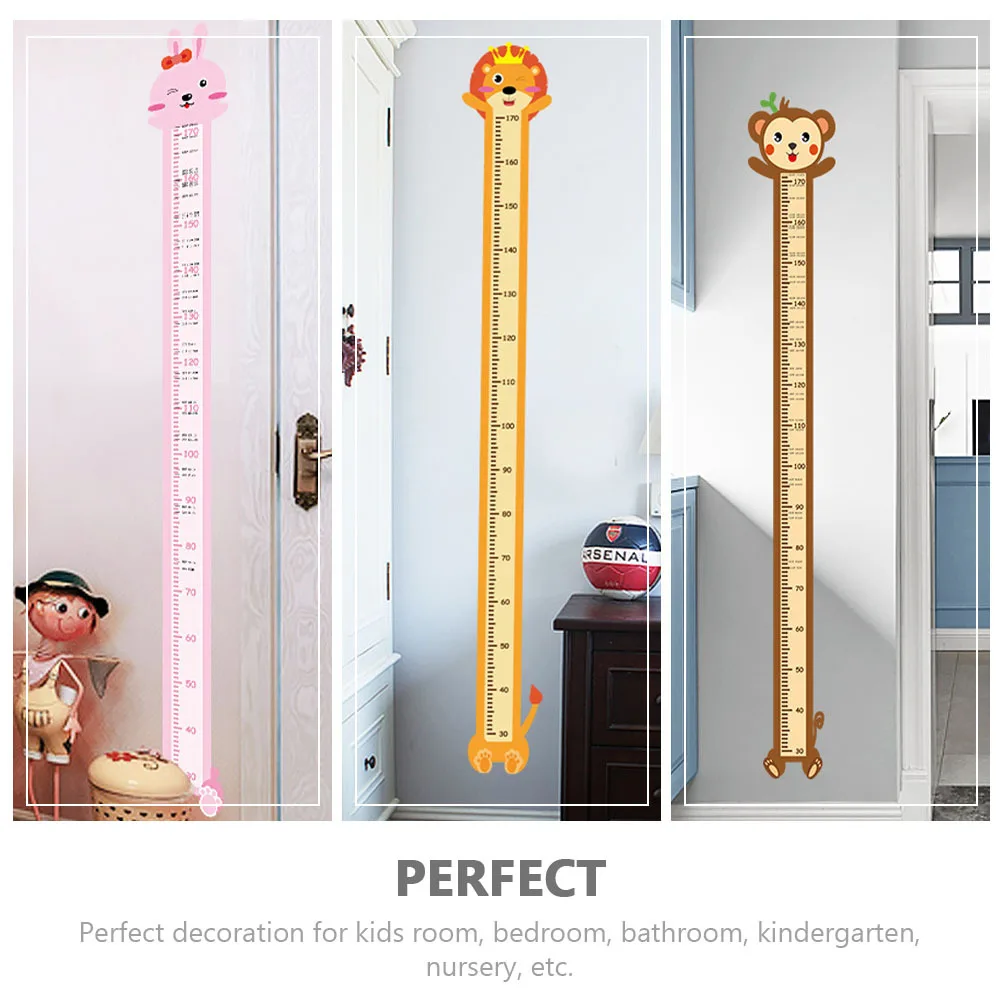 

3 Sets Wall Height Sticker Self-Adhesive Growth Chart For Kids Animal Design Bedroom Decor Children Room Wall Decal Home Decor