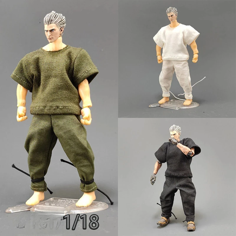 1/18 Scale Male Action Figure Pants Trousers T-shirt Foot with Elastic Cord Doll Clothes for 3.75inch Soldier BFS Body Ornaments