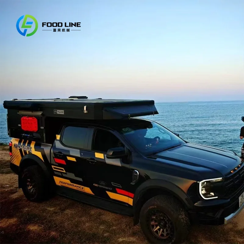 Customized Heavy Duty Pickup Camper With Pull Out Kitchen System And Roof Top Tent Overland Bulk Buy