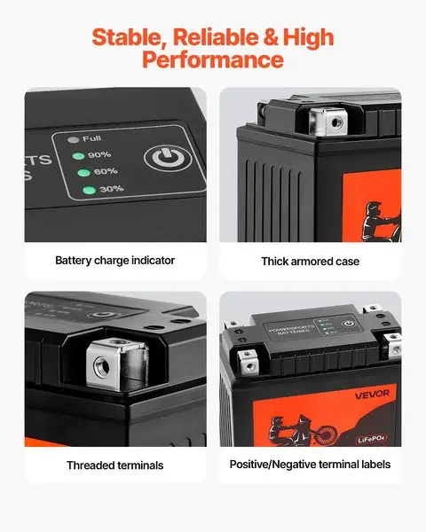 Motorcycle Battery 12V 7Ah YT14AH-BS High Performance Powersports Battery