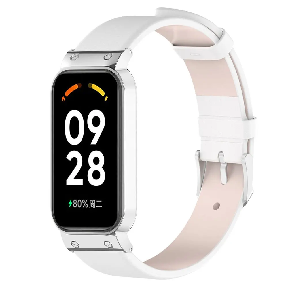 Pulsera de cuero con funda para Xiaomi Mi Band 8, pulsera de reloj inteligente para hombre y mujer, funda protectora activa