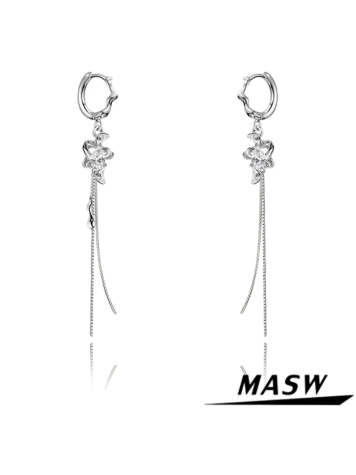 

MASW Original Design Chain Tassel Earrings Senior Sense Jewelry High Quality Copper Metal Glass Dangle Earrings For Women Gift