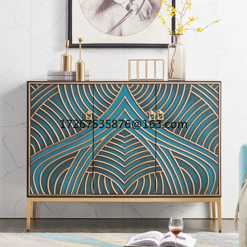 Scarpiera in legno massello con ingresso di lusso leggero, scarpiera di grande capacità, armadio laterale per sala da pranzo, soggiorno domestico