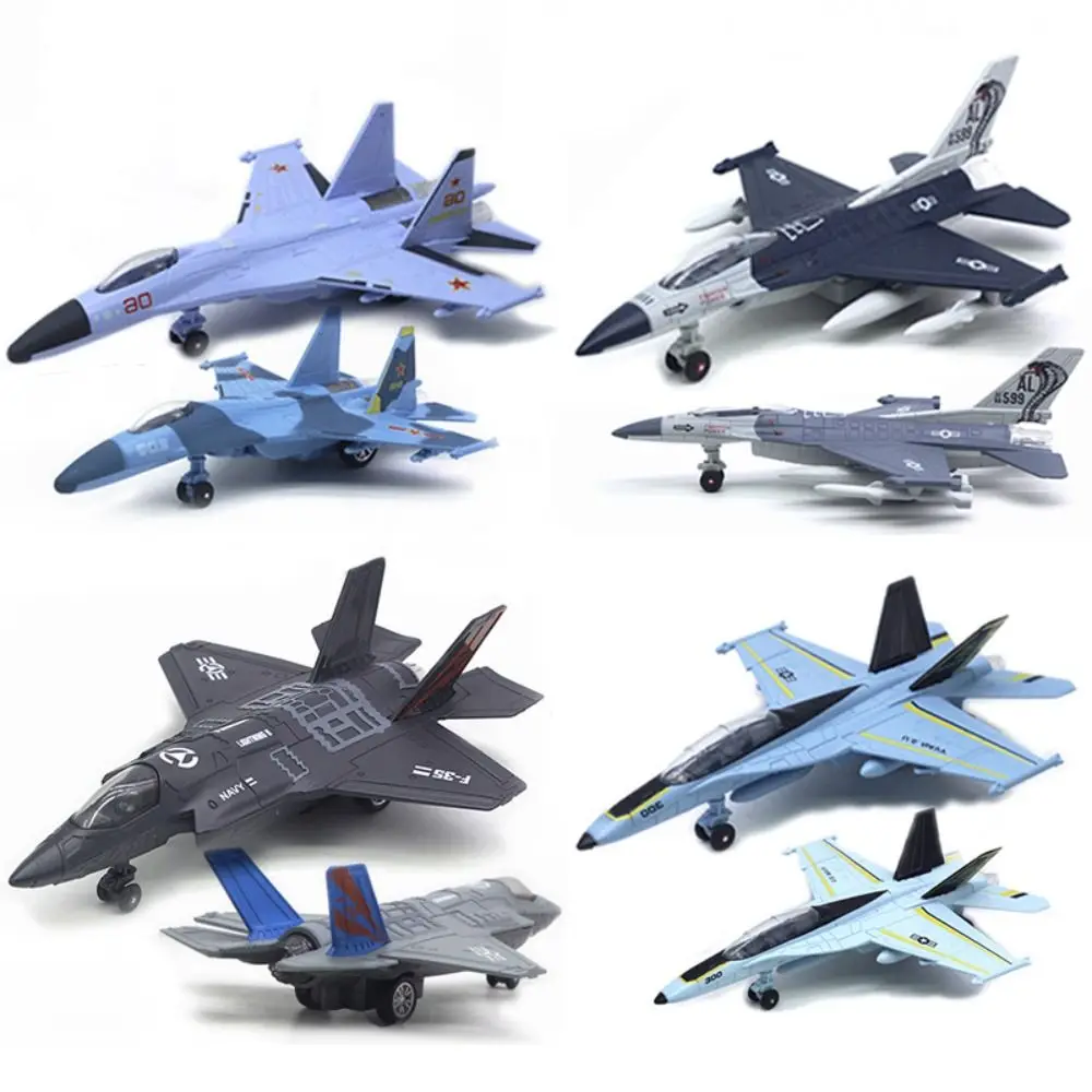 Diecast Fighter Aircraft Toy Pullback & Go F16 F22 F35 Aviao Plane Model Collection Symulacja Samolot Zabawka Prezent Urodzinowy