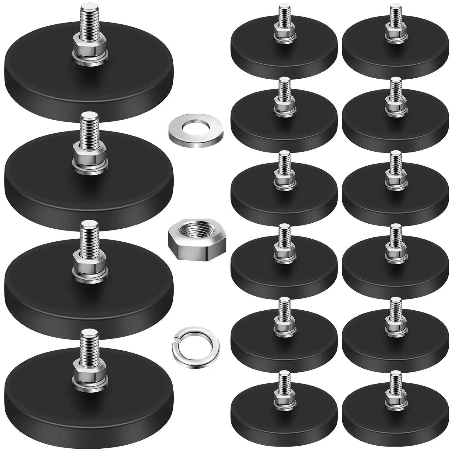 2pcs D22/31/43Rubber Coated Magnet Anti Scratch Magnet Coated Base with Threaded Stud for Light Bar Camera Solar Panel