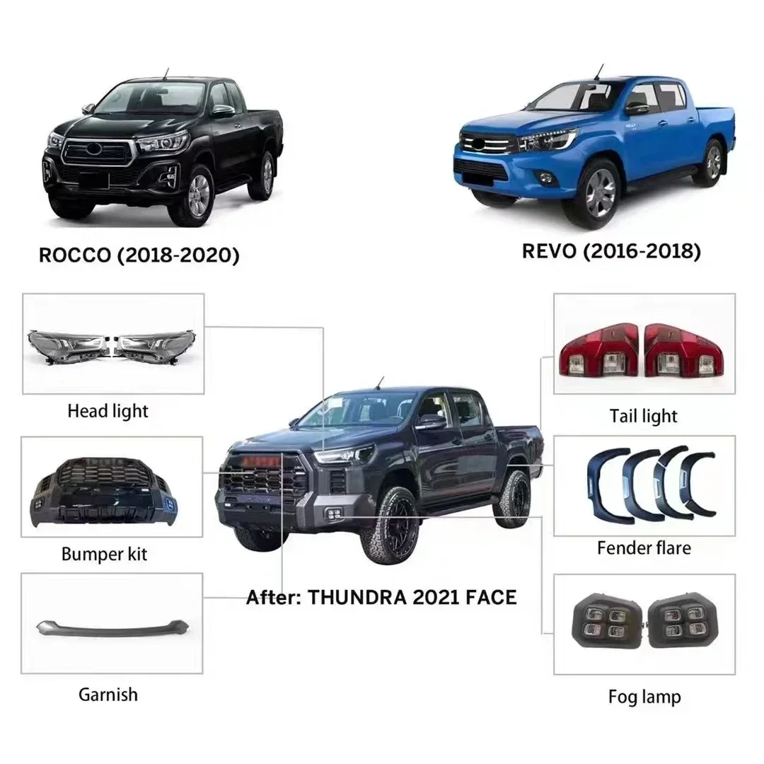 Bodykit für Hilux Revo 2016–2021, Upgrade auf 2023, Tundra Frontstoßstangengrill, Revo-Bodykit