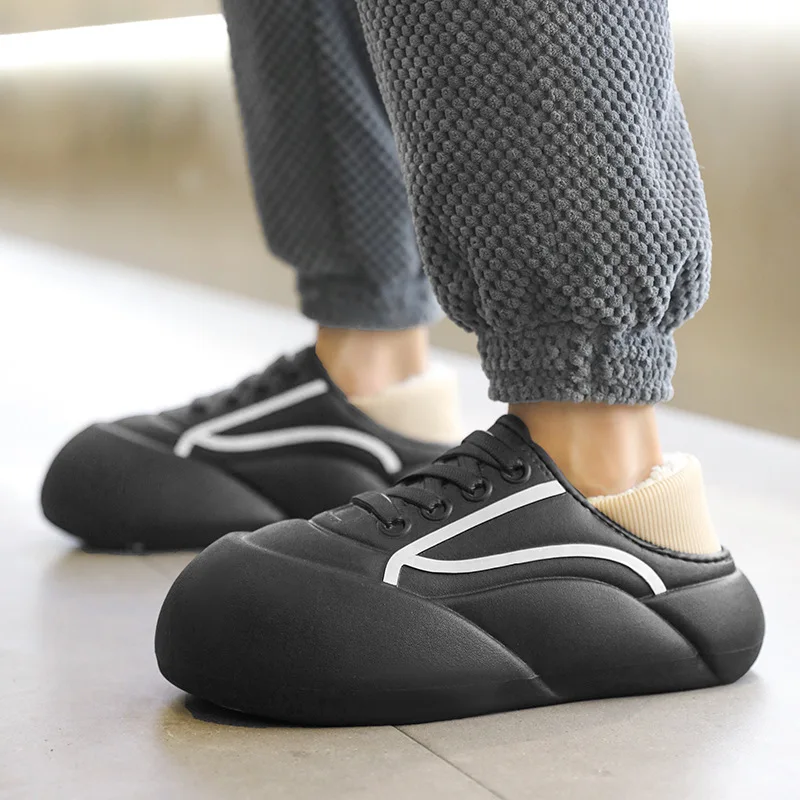 Winter plus velvet warm cotton thick-soled household slippers soft and comfortable indoor and outdoor wear non-slip cotton shoes