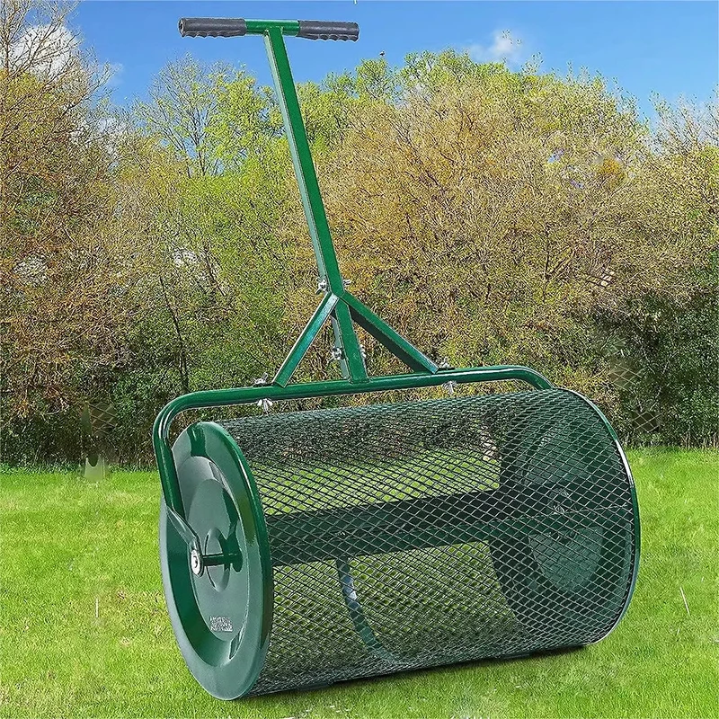 Push-Pull Boom Spreader for Fertilizer Application Lawn, Garden, and Forestry Roller for Soil Surface Mulching and Compost Appli