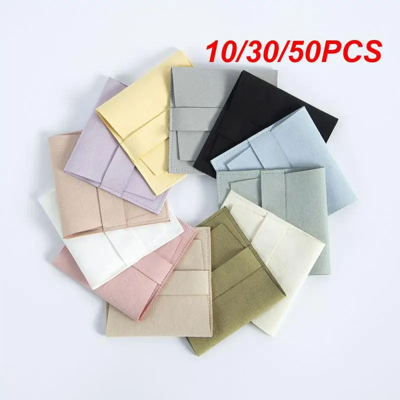 10/30/50PCS Jewelry Packaging Soft Velvet Wedding Gift Bag Microfiber Velvet Gift Bag Earring Ring Packaging Bag Square