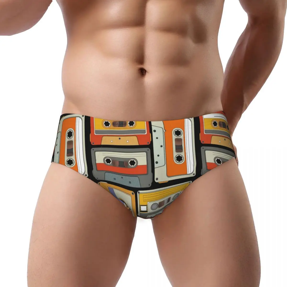 

80s Generation Vintage Cassettes Male Triangle Panties Breathable Boxer Underpants Short Underwear for Homme Man Boyfriend Gift