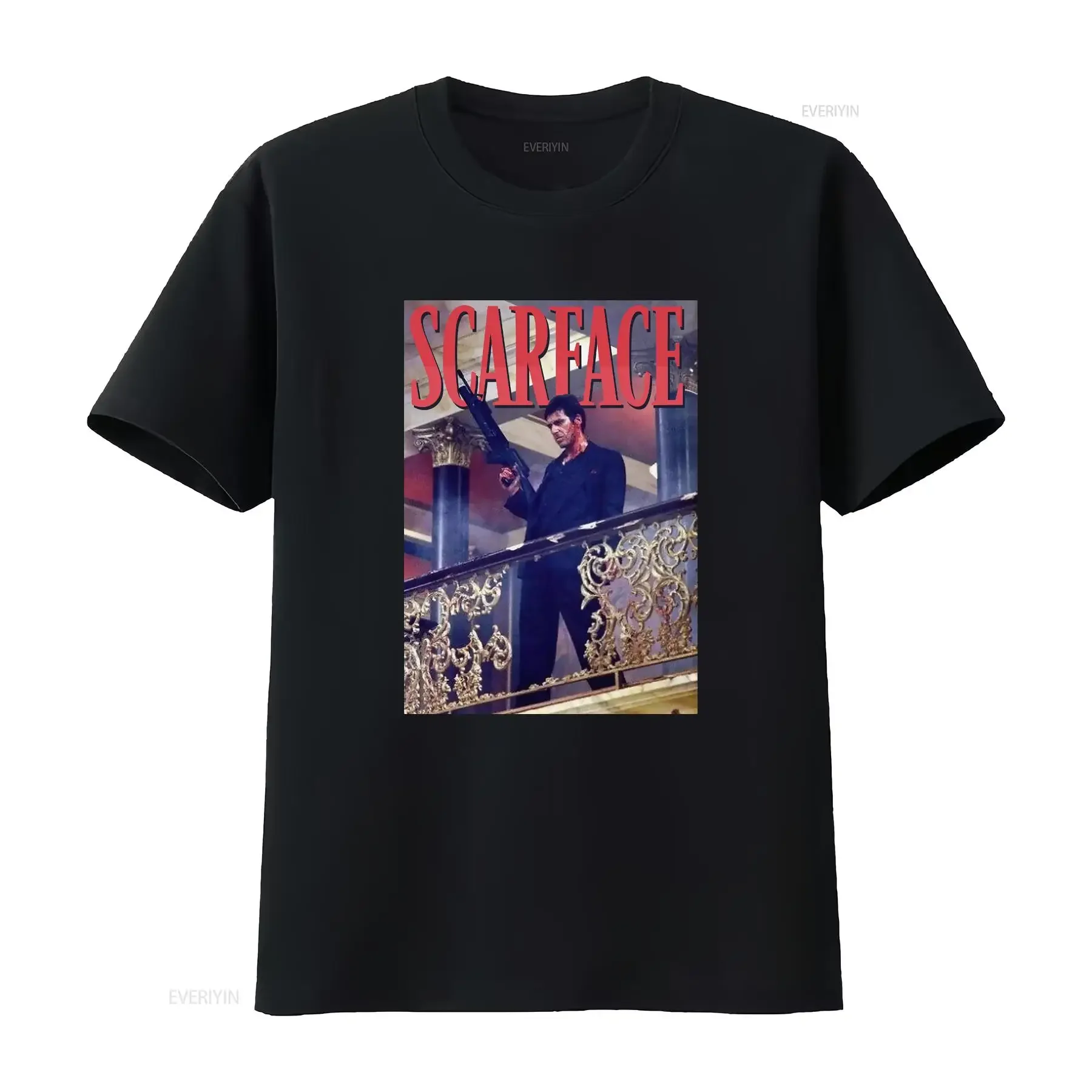 

Scarface Tony Montana Balcony Railing Shot Men's T Shirt Big Gun Pacino Gangster vintage Washed Slightly Stylish streetwear