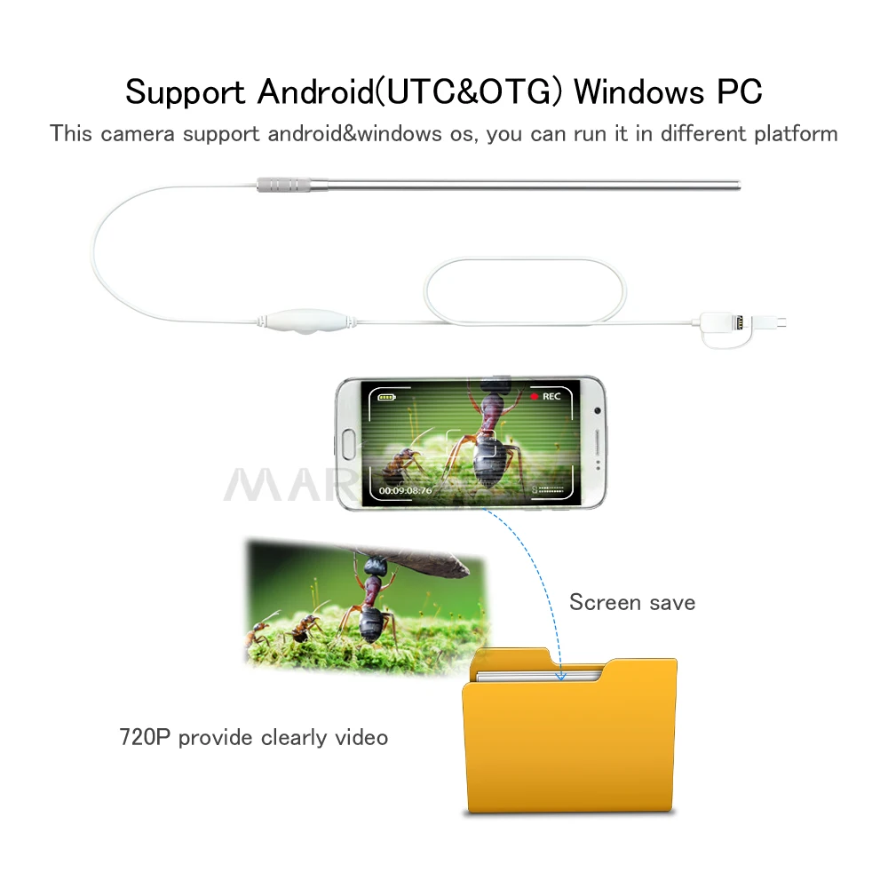 أداة تنظيف منظار الأذن البصرية عالية الدقة 3 في 1 مع كاميرا صغيرة متعددة الوظائف مقاس 5.5 مم لفحص منظار الأذن للكمبيوتر الشخصي الذي يعمل بنظام أندرويد #3