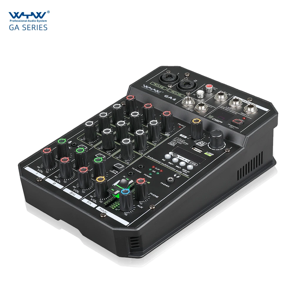 Professional 4 channels pc audio interface mixer with wireless connection recording