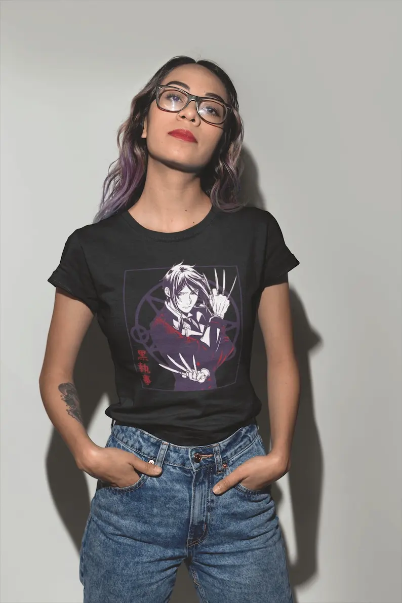 Black Butler Sebastian Kuroshitsuji Toboso Yana Japanese Anime Aesthetic Vintage Grunge Gothic Unisex Heavy Cotton Tee