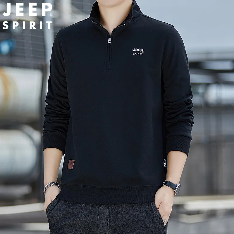 JEEP SPIRIT spring autumn stand-up collar long-sleeved men sports loose Sweatshirts casual bottoming pullover shirt clothes