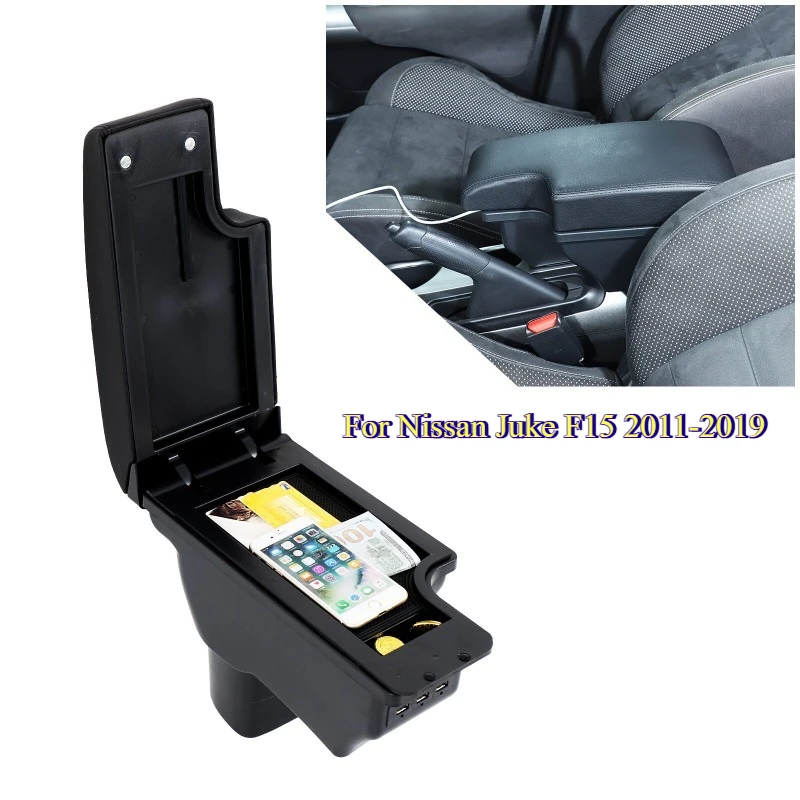 

Suitable For Nissan Juke F15 2011-2019 ABS Black Car Car Armrest Cover Additional Installation Version Interior Car Accessories