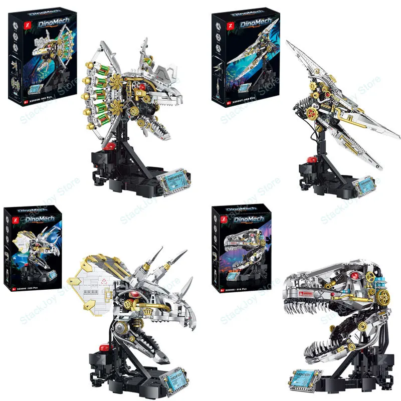 

Тираннозавр Рекс Дилофозавр Птерандон Трицератоп Механический комплект модели черепа Строительные блоки Электрическая версия Рождественская игрушка в подарок