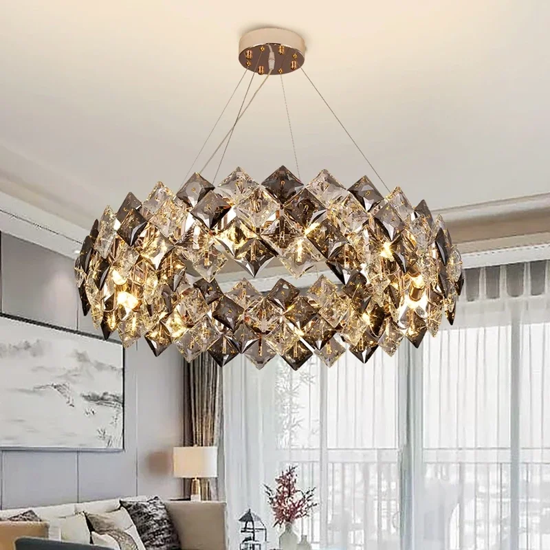 

Modern LED Crystal Chandelier Living Room Crystal Ceiling Chandelier Kitchen E14 Pendant Lights Dining Room Crystal Fixtures