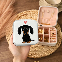 1pc Black and Tan Dachshund Portable Jewelry Storage Box, Simple Jewelry Organizer Box,Gifts Box For Women