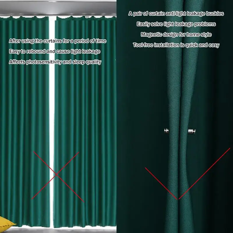 .1Pairs Curtain Magnetic Button Detachable Curtain Fix Fastener Clip Prevent Light Adjustment Window Screen Close Magnet Buckle