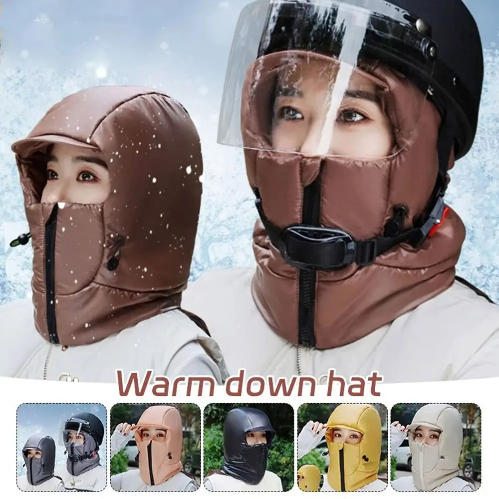 Outdoors Cycling Bomber Hat Warm Integrated Face Ear Ushanka Fur Hat Thick Windproof Neck Protection Mask for Men Women image 3