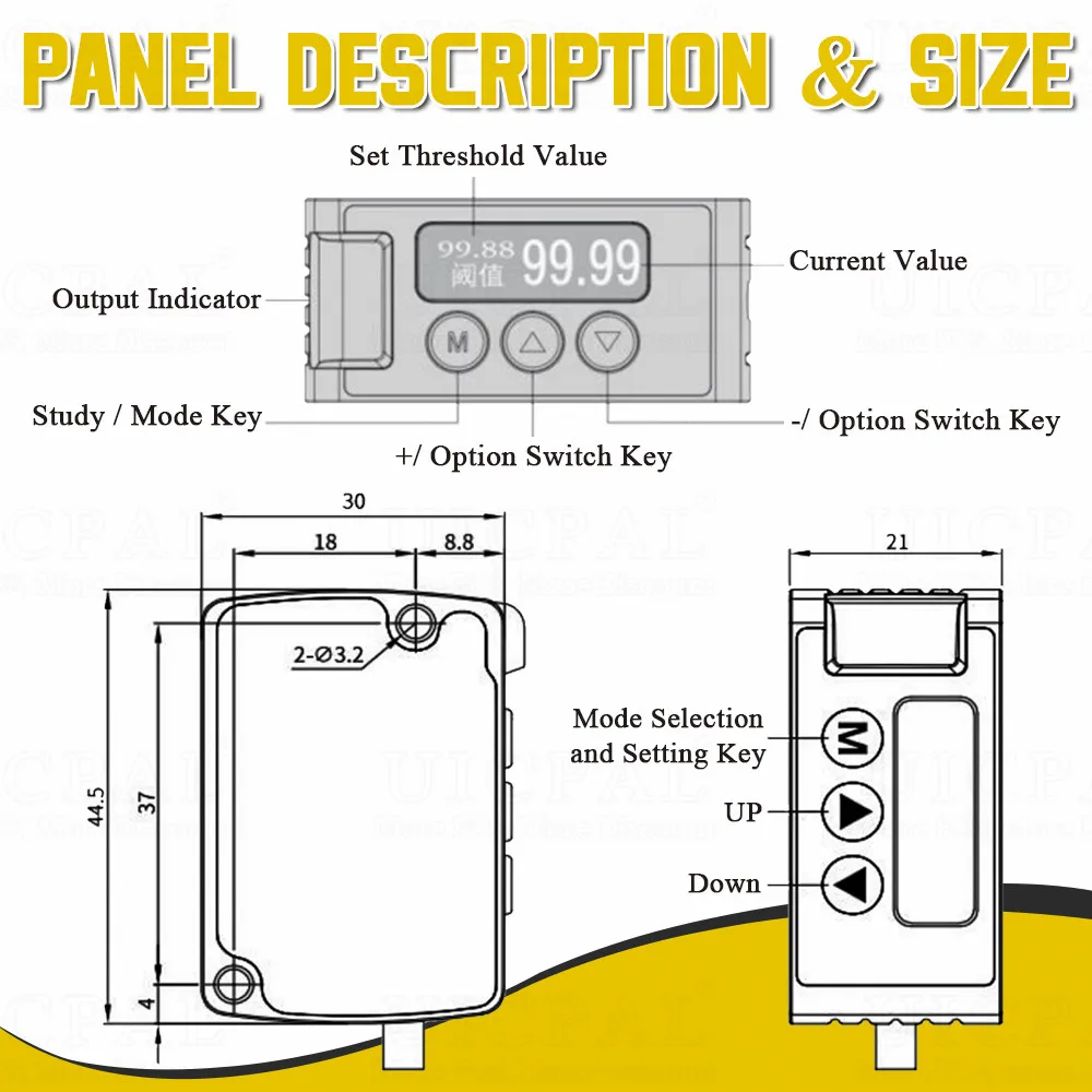 Laser Displacement Distance Sensor Thickness Measurement Height Sensor High Precision 0.002mm Analog 485 Output Transmitter