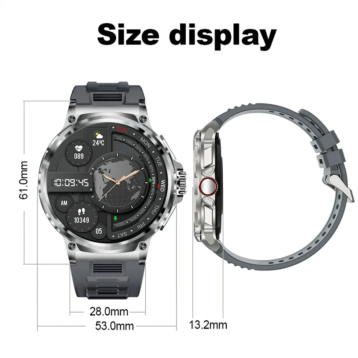 Big Screen Health Tracker Rugged Fashion Men Fitness Sport Wristband Waterproof Android Fashion Reloj Smart Watch