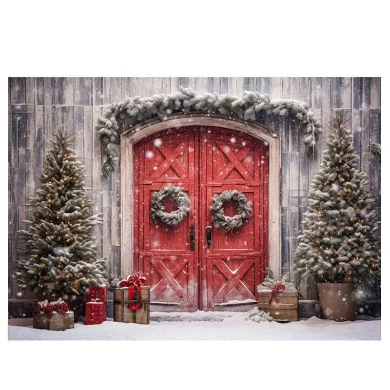 

210Cmx150cm Christmas Background Cloth Christmas Door Party Decoration Photo Studio Children Photography Backdrops