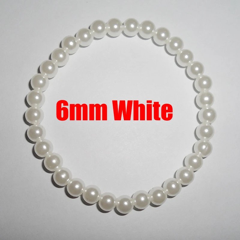 tiki  по 1 грн все new style fashion 6mm White pearl bracelet with stretch good quantity Imitation pearl bracelet  jewelry