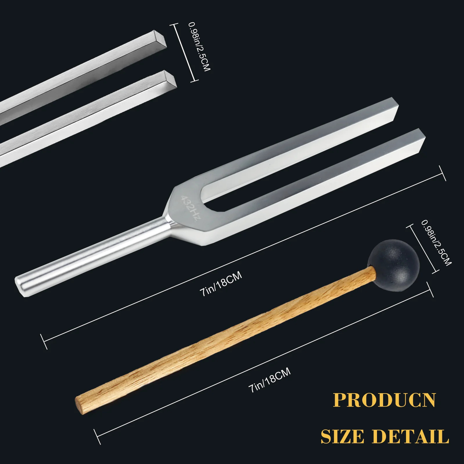 Miwayer 432 Hz Stimmgabel, Aluminiumlegierung, Heilung, Nerven/Sensorik/für perfekte Heilung, Musikinstrument, Stress