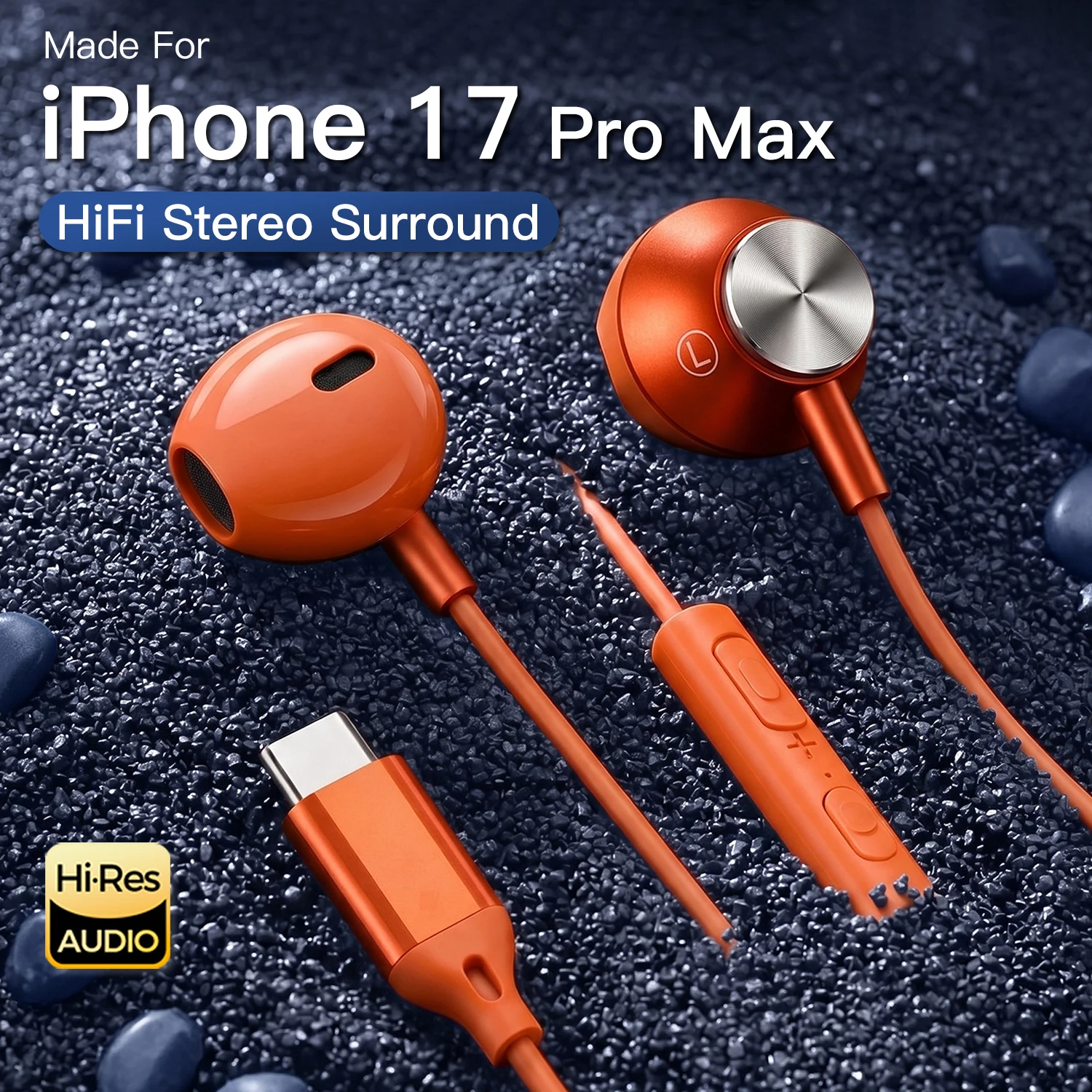 For iPhone 17 Pro Max USB Type C Wired Headphones HiFi Surround Sound Earphones For Samsung Galaxy S26 S25 Xiaomi In Ear Headset