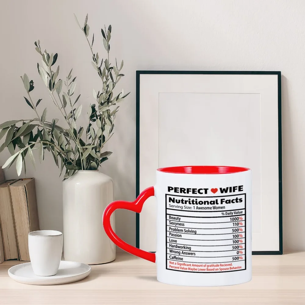 Perfect Wife Coffee Mug Gift for Wife Nutrient Facts Tea Milk Cup Anniversary Sweet Gift Ceramics Mug for Valentines Day Present