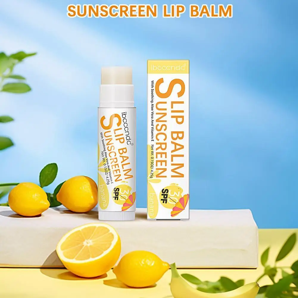 1Pc Sunscreen Lip Balm SPF 30 UVA Protection Lips Moisturizer Lipstick Sun Coconut Flavor Banana Care Watermelon Colorless W6T9