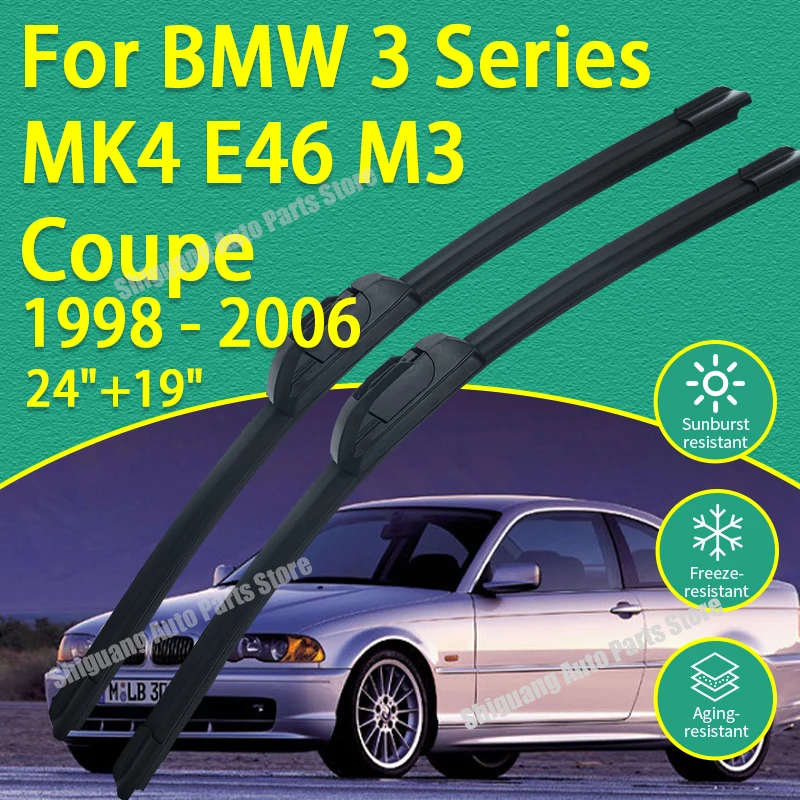 

Передние дворники с силиконовым покрытием для BMW 3 серии MK4 E46 M3 1998-2006 Coupe 24 "+ 19" автомобильные щетки стеклоочистителя лобового стекла