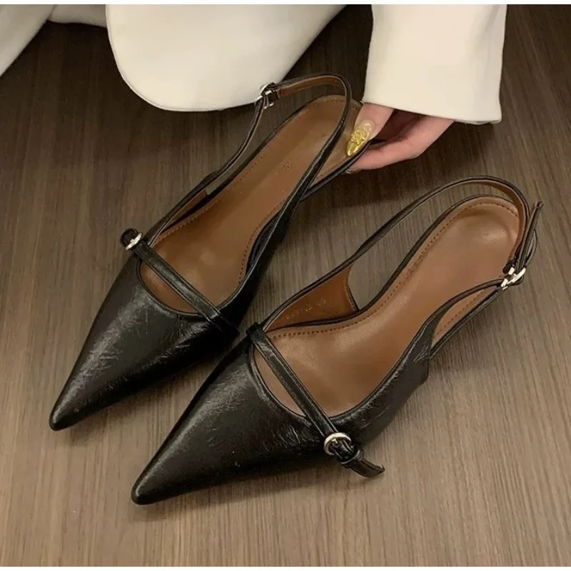 Pointed Toe Buckle Strap Ladies Sandals Gold Shallow Fashion Sexy Party Slingbacks 2026 Summer High Heeled Shoes Woman view 3