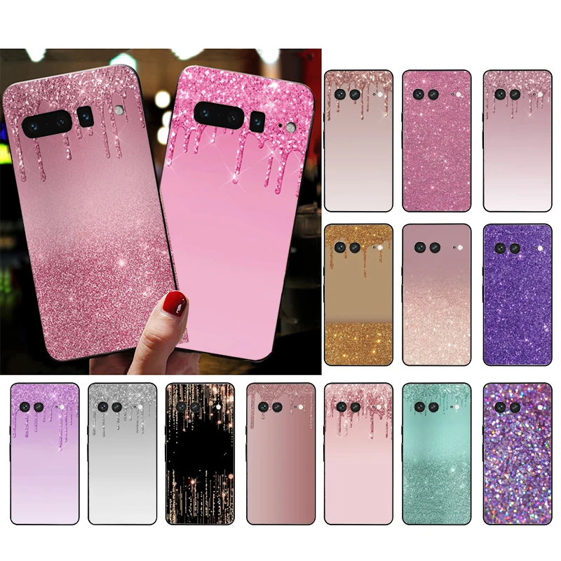 Phone Case for Google Pixel 8 7 Pro 7a 6A 6 Pro Pixel 8A 5A 4A 3A Pixel 5 6 4 3 3A XL Rose Gold Gripping Glitter