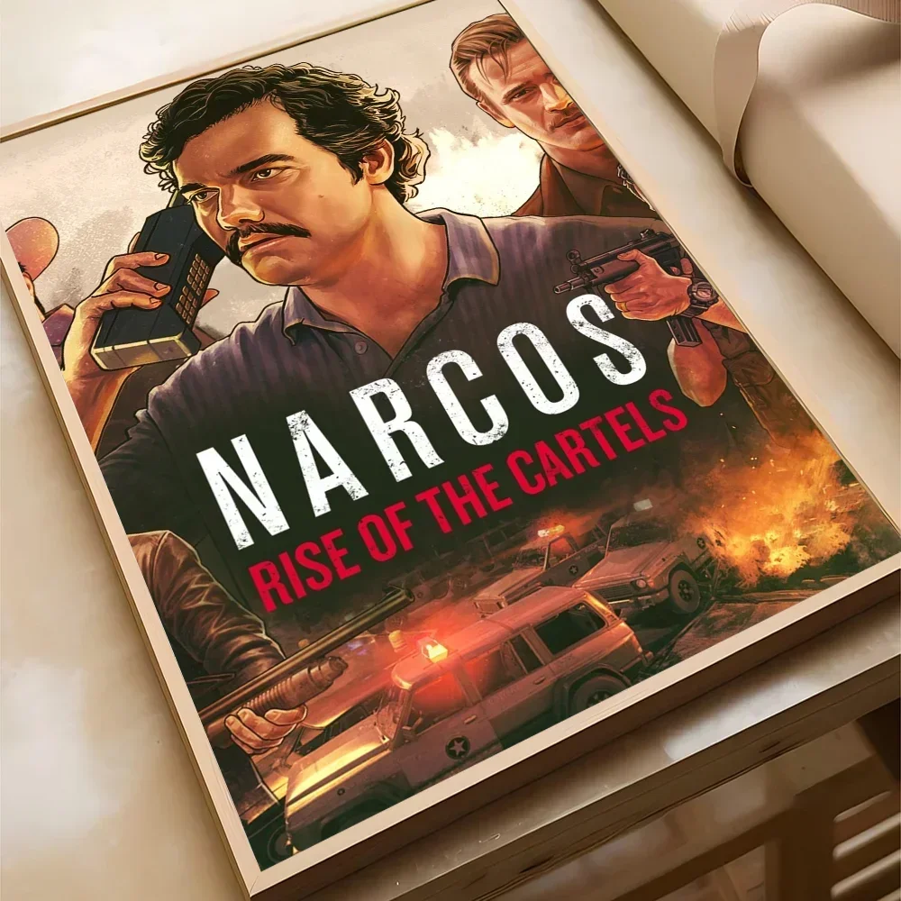 1PC Narcos TV Series Pablo Escobar Movie Sticky Posters Retro Kraft Paper Sticker DIY Room Bar Cafe Aesthetic Art Wall Painting