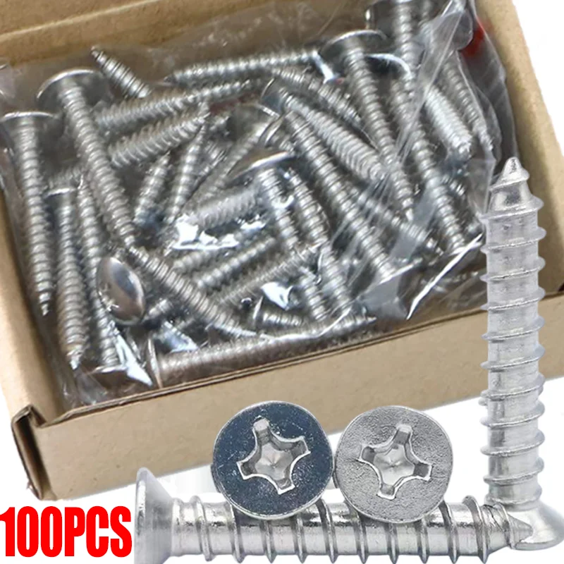 

304 Stainless Steel Screws Cross Recessed Countersunk Flat Head Tapping Screws Wood Self-tapping Phillips Furniture Screw
