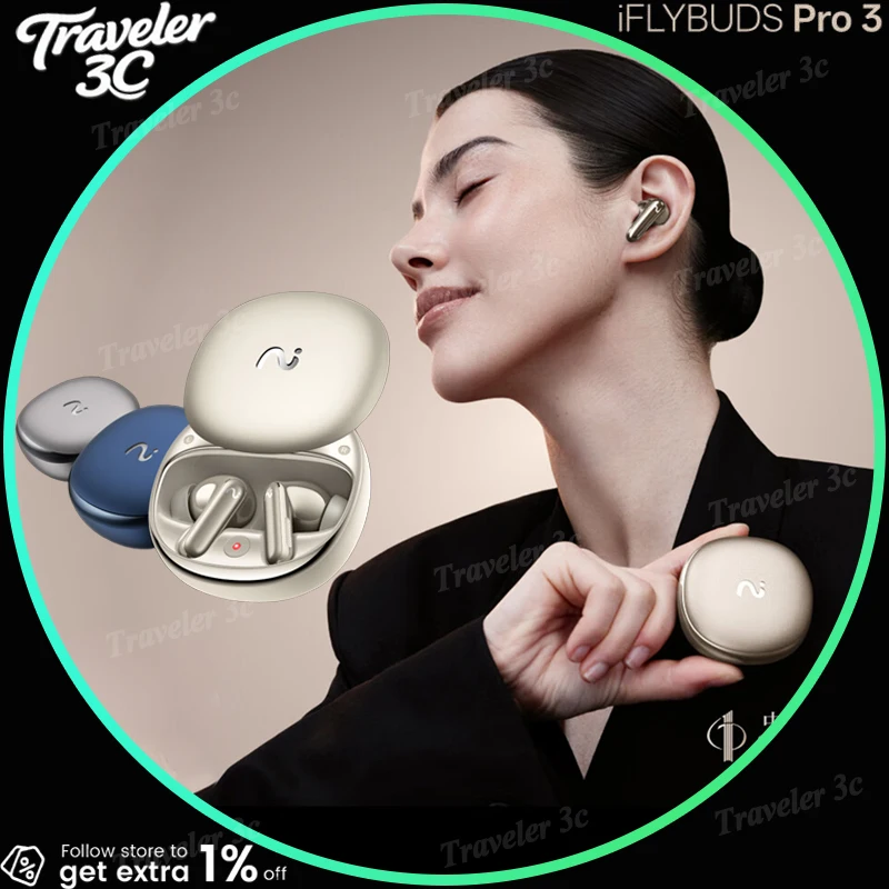 

30% Off iFLYBUDS Pro3 Wireless Bluetooth In-Ear Noise Cancellation Viaim AI Recording to Text Music Headphone Long Endurance