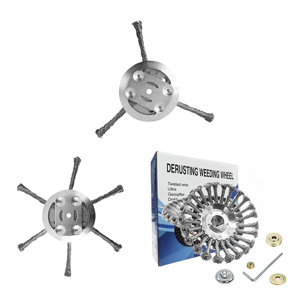 6 بوصة أسلاك الفولاذ آلة تقطيع الفراشي الانتهازي رئيس الاعشاب الآكل رئيس حديقة العشب الانتهازي رئيس لإزالة الصدأ العشب الطحلب