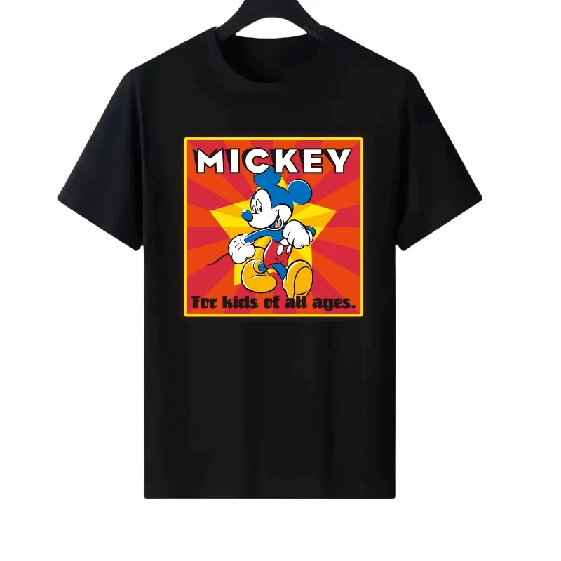 

Disney Mickey Mouse Pattern Woman Pullovers Parent-child Clothing Loose Tops Ladies Cheap Short Sleeves T-Shirt Men Sweatshirts