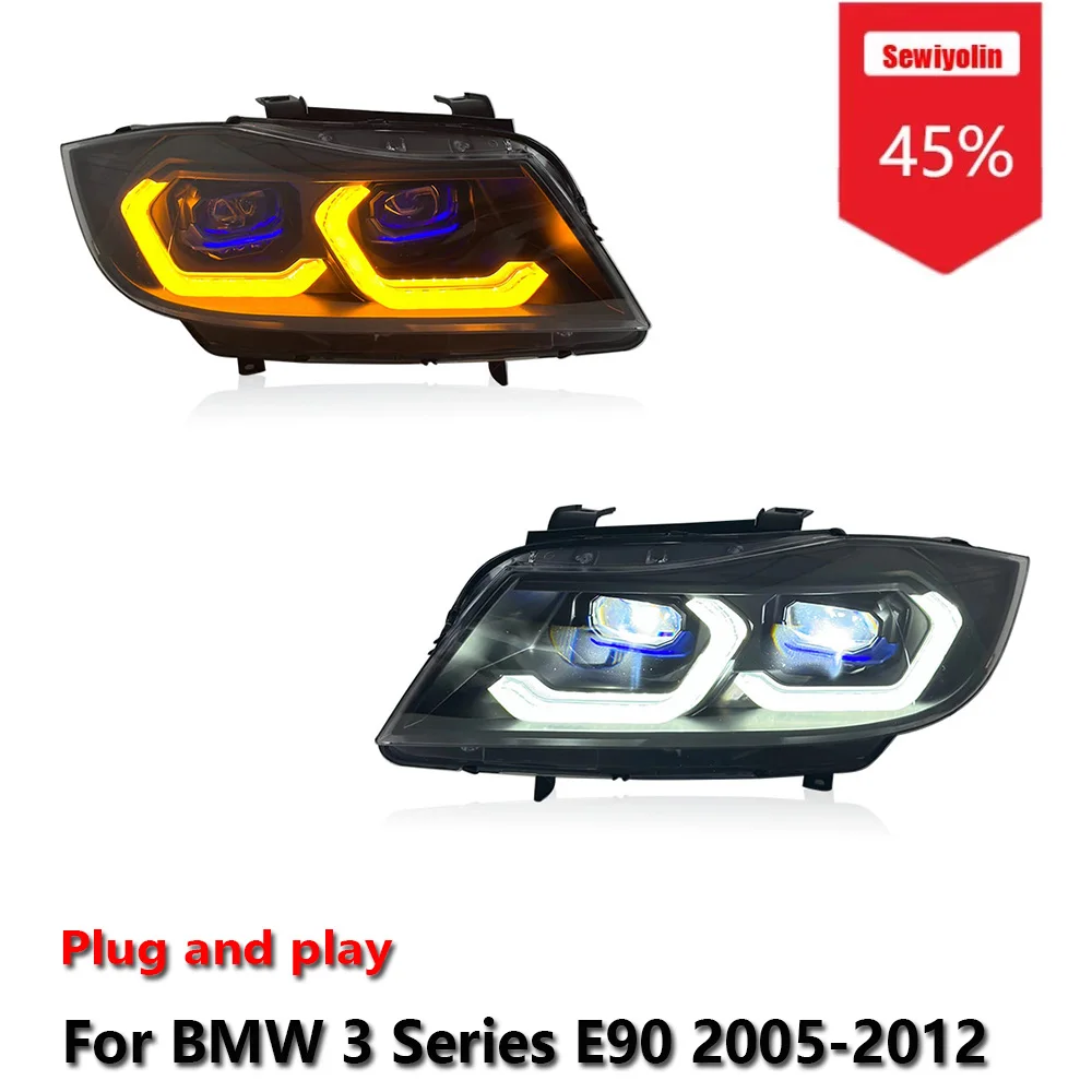 

Sewiyolin Car LED Headlight Accessories For BMW 3 Series E90 2005-2012 DRL Brake Turn Signal Lamp Plug and Play