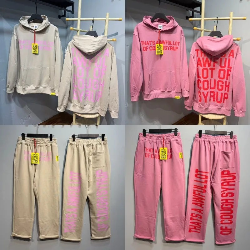 26SS Autumn Winter That's A Awful Lot of Cough Syrup Heavyweight Hoodie Set Fashion Men Women Printed Loose Pullover Sets