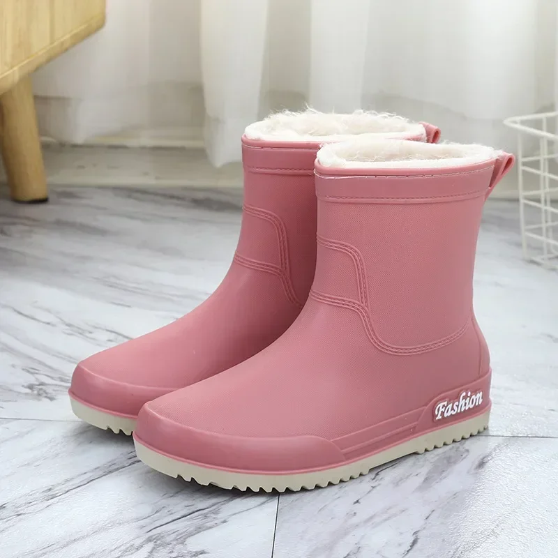 2023 New Water Boots Woman Rain Waterproof Ankle Rubber Boots Female Comfort Work Garden Galoshes Rain Shoes Non-slip Rainshoes