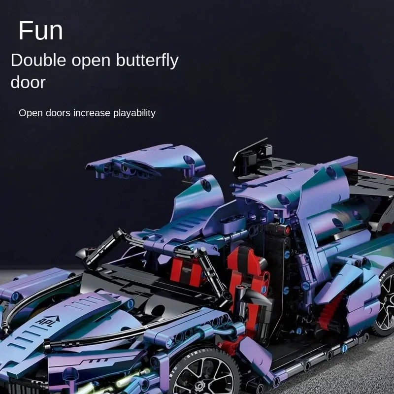 Techniczny wyścigowy model samochodu sportowego Klocki miejskie Mechaniczny pojazd prędkości Supercar Klocki Puzzle RC Zabawki Dzieci Prezenty dla