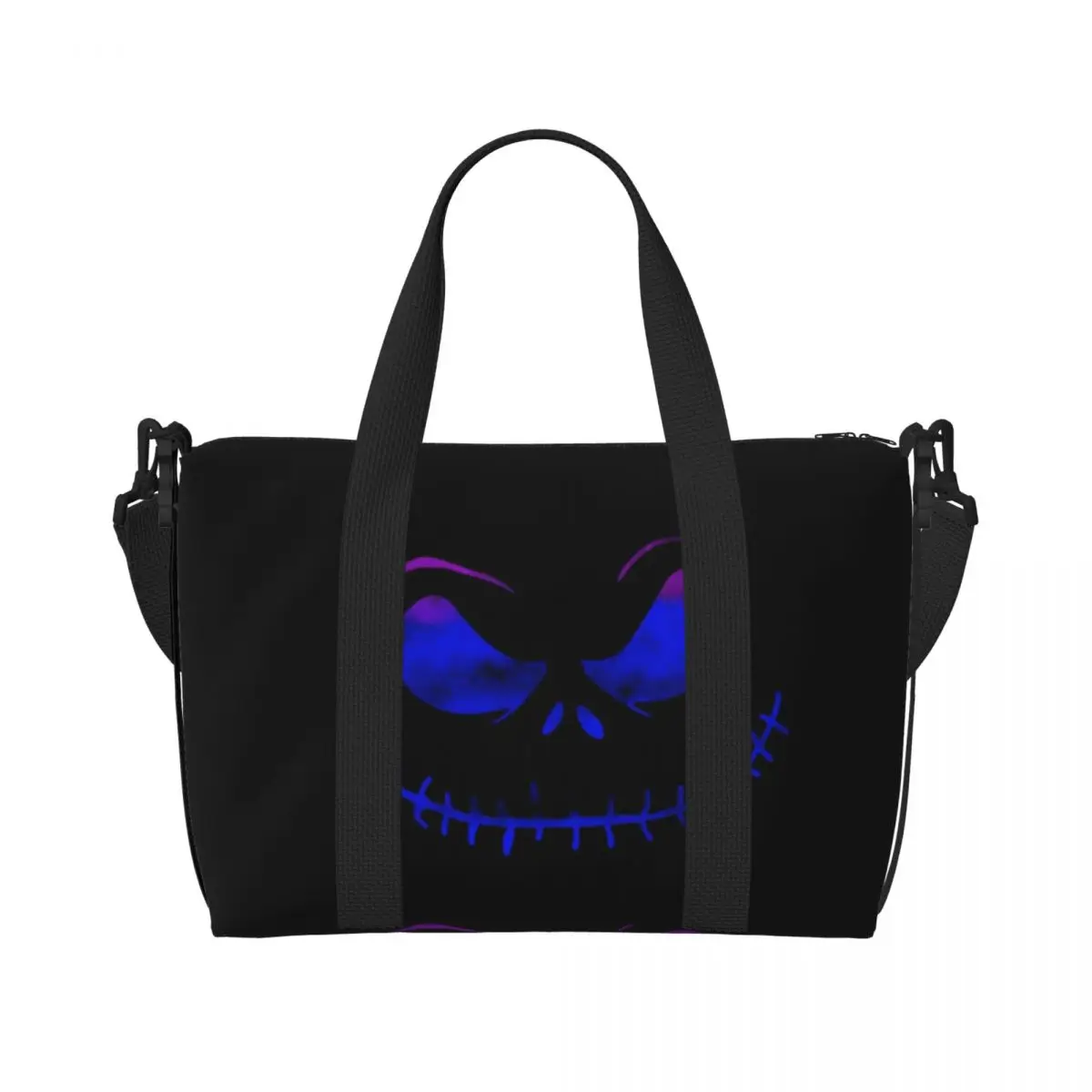 Custom Jack S-Skellingtones Tote Bag Women Big Capacity Nightmare Before Christmas Gym Beach Travel Bags