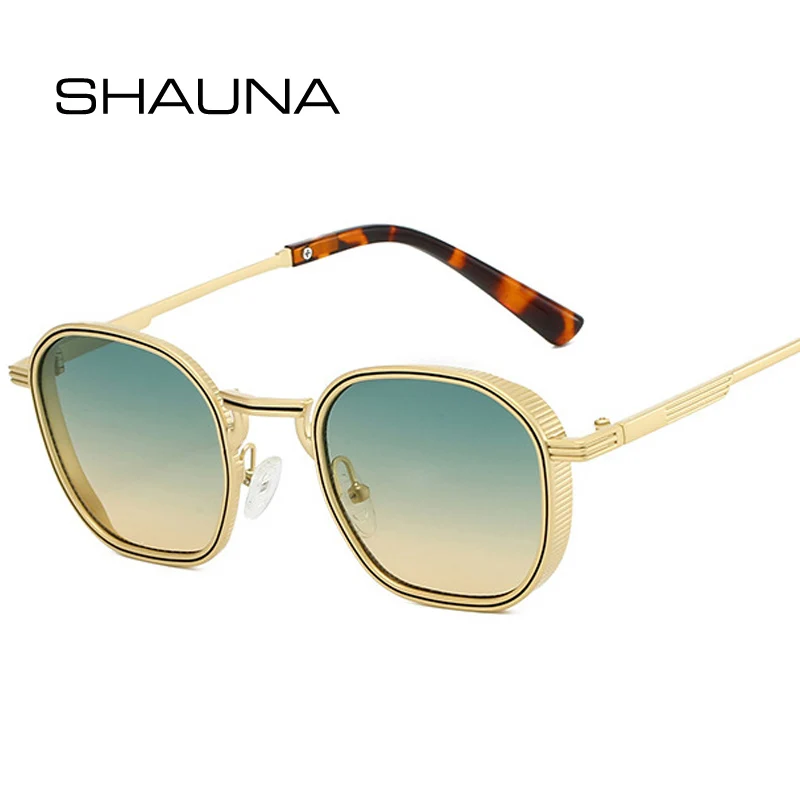 

SHAUNA Retro Square Metal Women Sunglasses Shades UV400 Fashion Clear Gradient Shades UV400 Men Trending Punk Sun Glasses