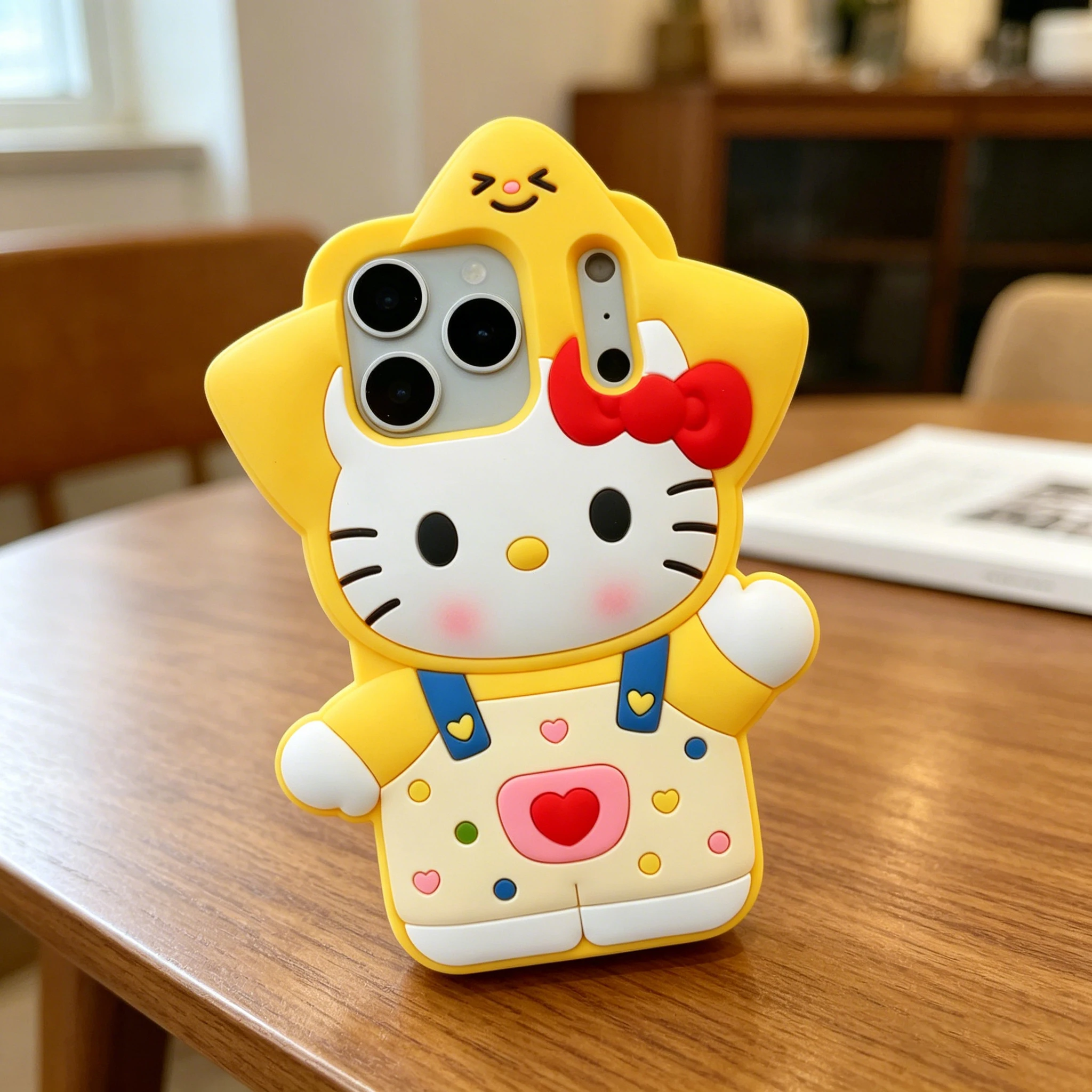 Overalls Star Hello Kitty For iPhone 17 16 15 14 13 Pro Max Silicone Soft Cover Case
